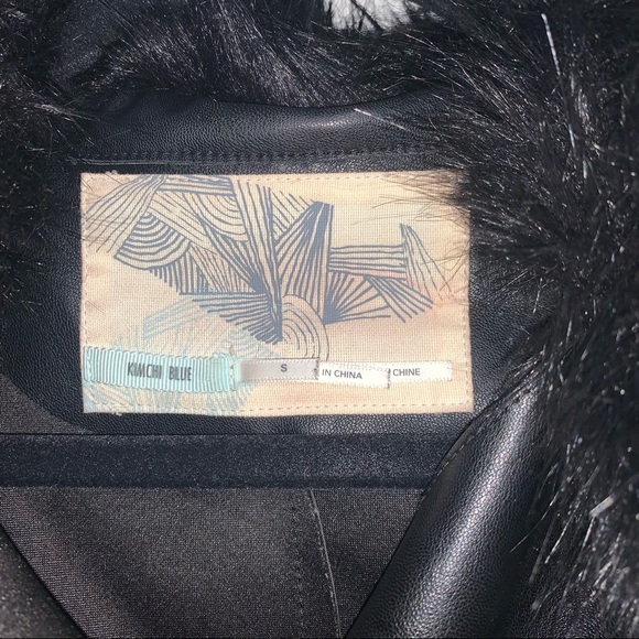 Kimchi Blue Faux Leather Black Jacket with Faux Fur Neck - Picture 6 of 12